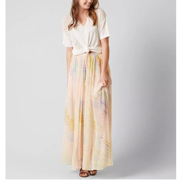 Free People True To You Maxi Skirt Sheer Striped High Waist L - Picture 3 of 15